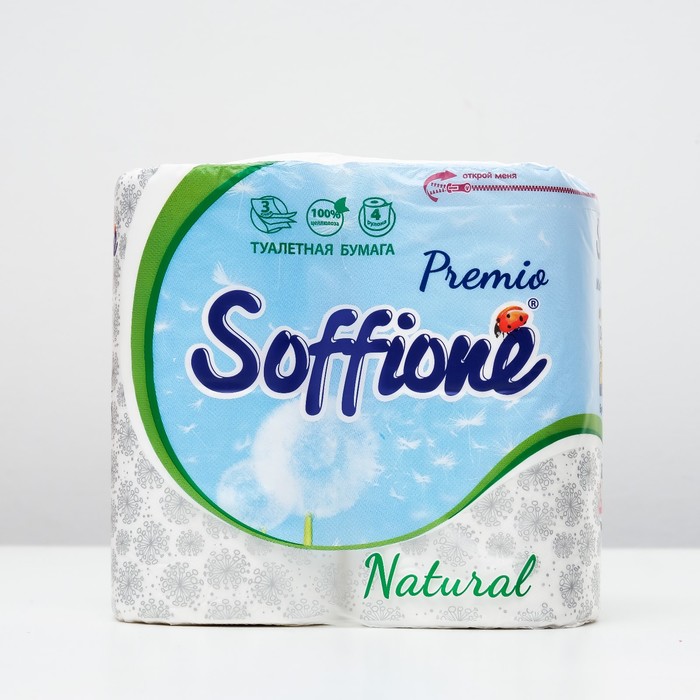 

Туалетная бумага Soffione Premio, 3 слоя, 4 рулона, Белый