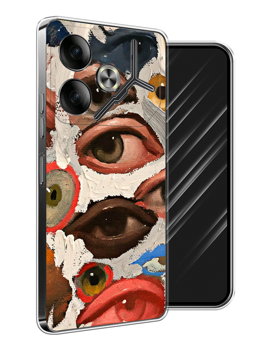 

Чехол Awog на Tecno Pova 6 "Глаза масляная живопись", Серый;бежевый;красный, 305350-1