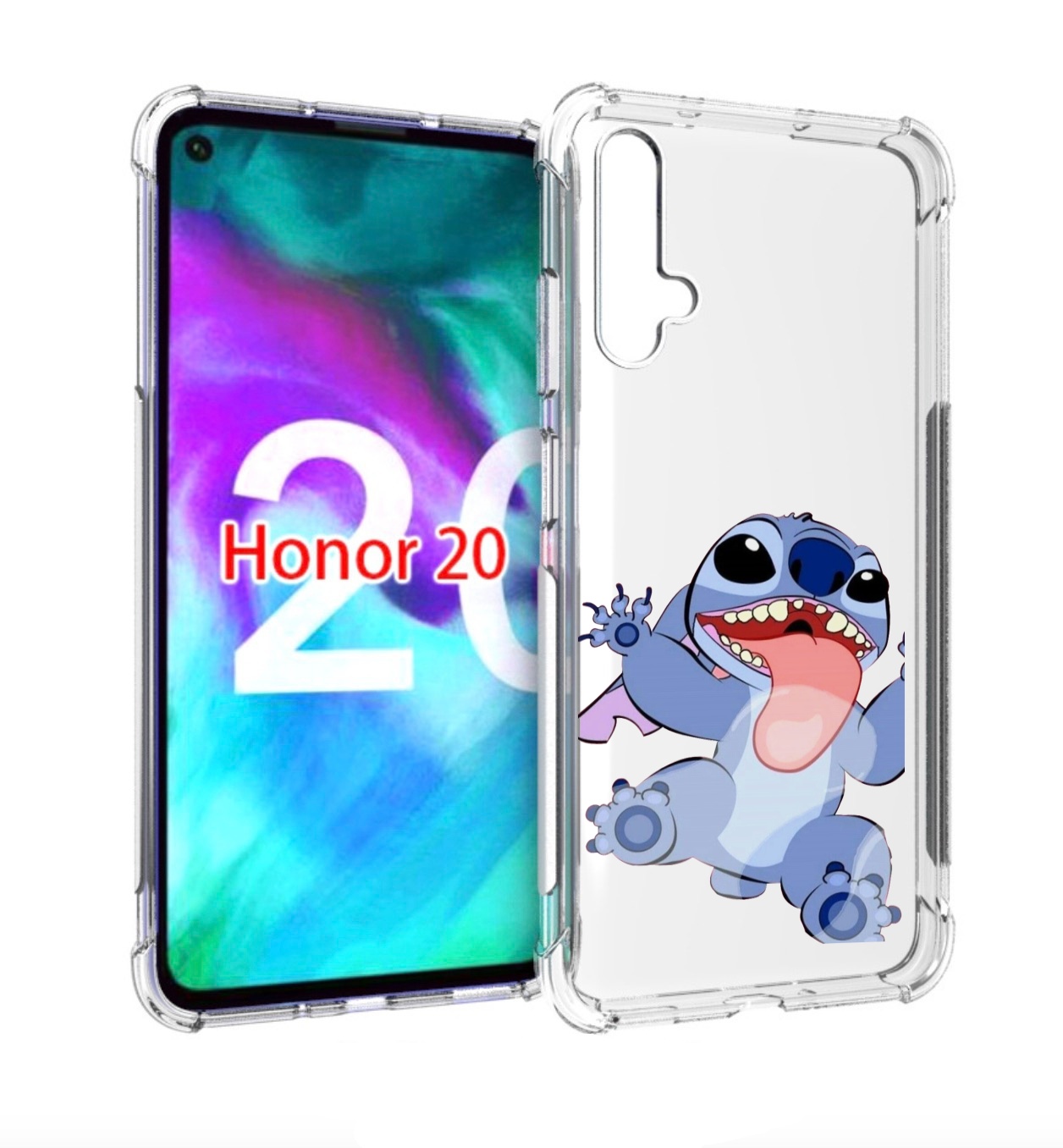 

Чехол бампер MyPads большой-стич для Honor 20, Прозрачный, Tocco