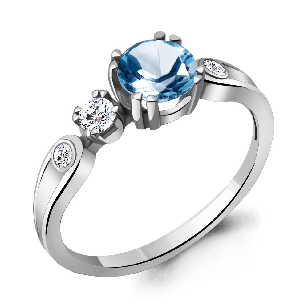 

Кольцо из серебра с топазом/фианитом р., Aquamarine 6928005А, 6928005А_925_р