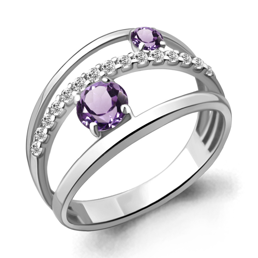 

Кольцо из серебра с аметистом/фианитом р. Aquamarine 6928804А, 6928804А_925_р