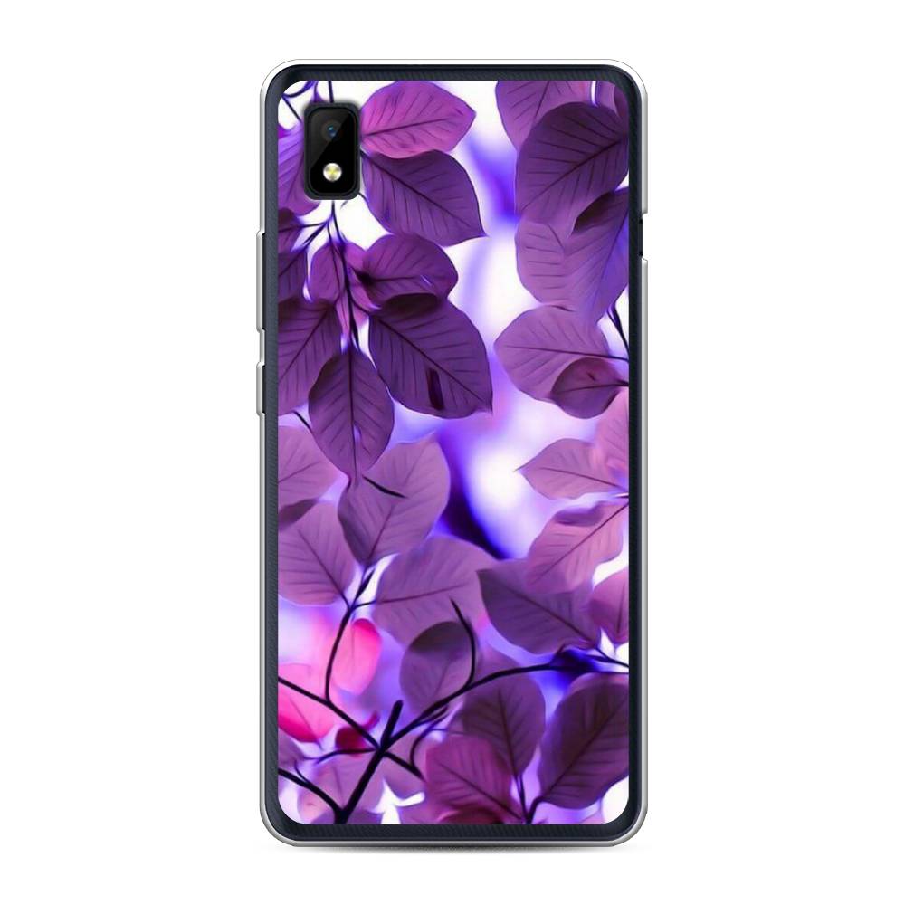 

Чехол на ZTE Blade L210 "Сиреневые листики", Фиолетовый;голубой, 134150-2