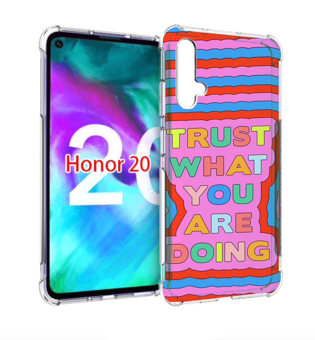 

Чехол бампер MyPads верь-в-то-что-ты-делаешь для Honor 20, Прозрачный, Tocco