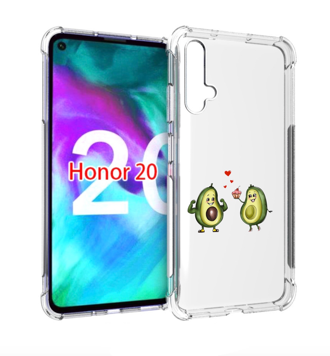

Чехол бампер MyPads влюбленные-авокадо для Honor 20, Прозрачный, Tocco