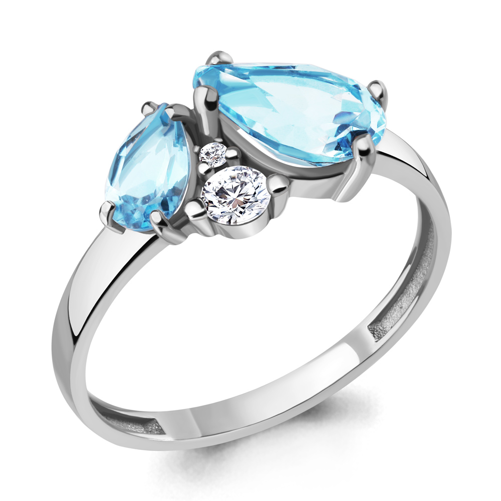 

Кольцо из серебра с топазом/фианитом р., Aquamarine 6934602А, 6934602А_925_р