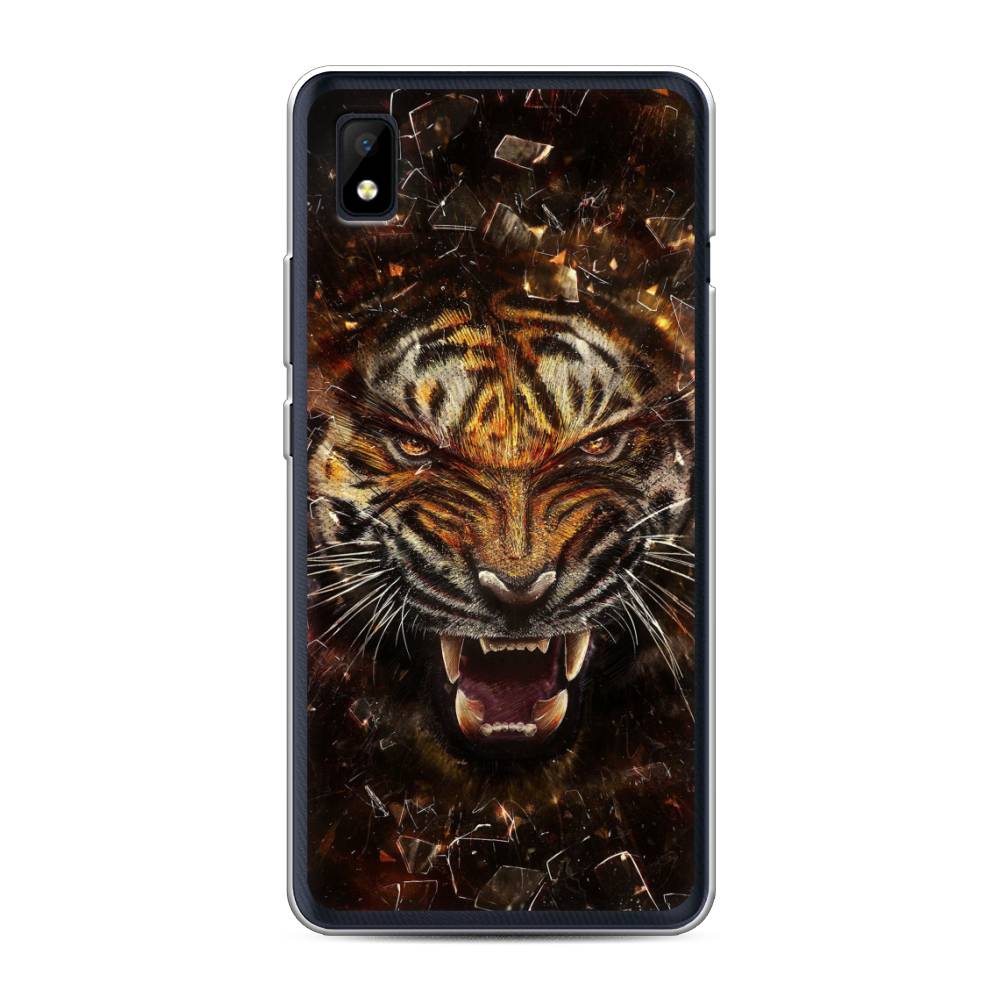 

Чехол на ZTE Blade L210 "Тигр осколки", Оранжевый;серый;черный, 134150-1