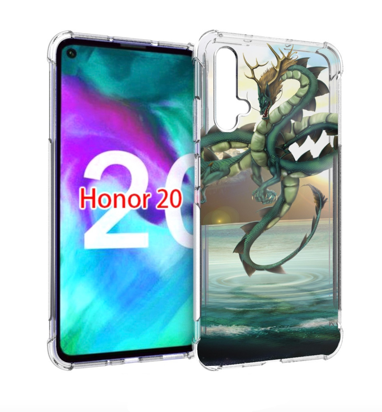 

Чехол бампер MyPads водяной-дракон для Honor 20, Прозрачный, Tocco