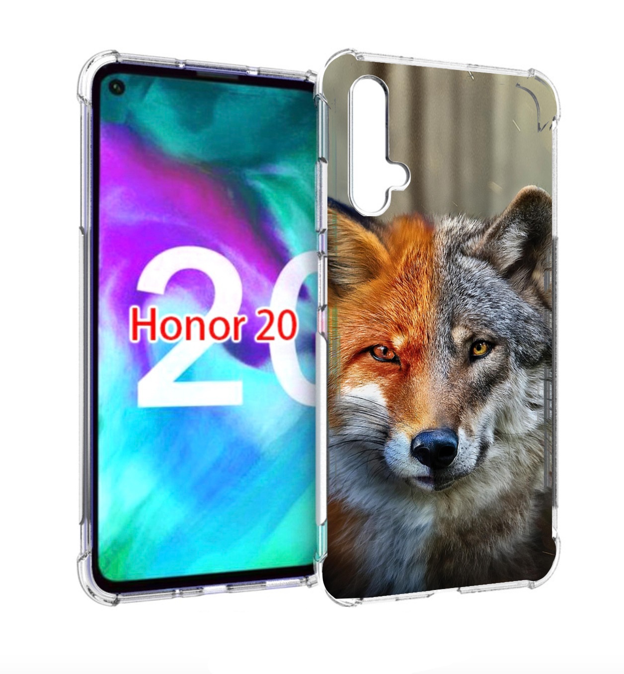 

Чехол бампер MyPads волк-лиса для Honor 20, Прозрачный, Tocco