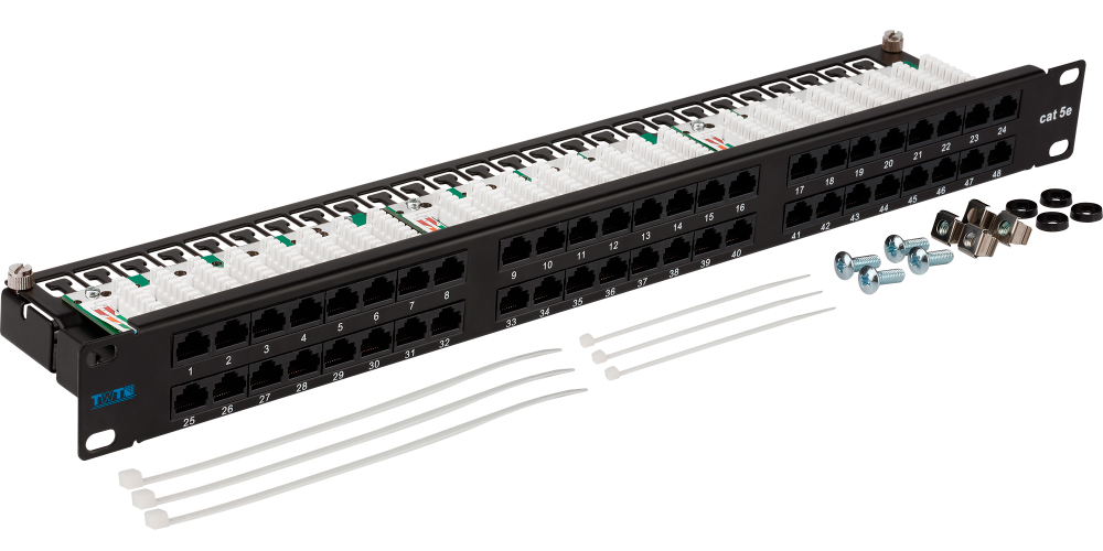 

Патч-панель Lanmaster TWT-PP48/1U-U5E 19" 1U 48xRJ45 кат.5e UTP, Черный