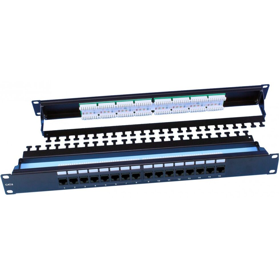 Патч-панель Hyperline PP3-19-16-8P8C-C6-110D 19" 1U 16xRJ45 кат.6 600012764314 черный