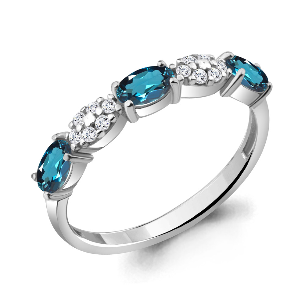 

Кольцо из серебра с топазом/фианитом р. Aquamarine 6940308А, 6940308А_925_р
