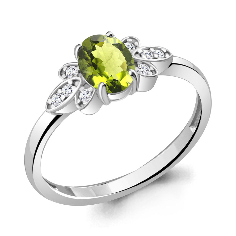 

Кольцо из серебра с хризолитом/фианитом р., Aquamarine 6942407А, 6942407А_925_р