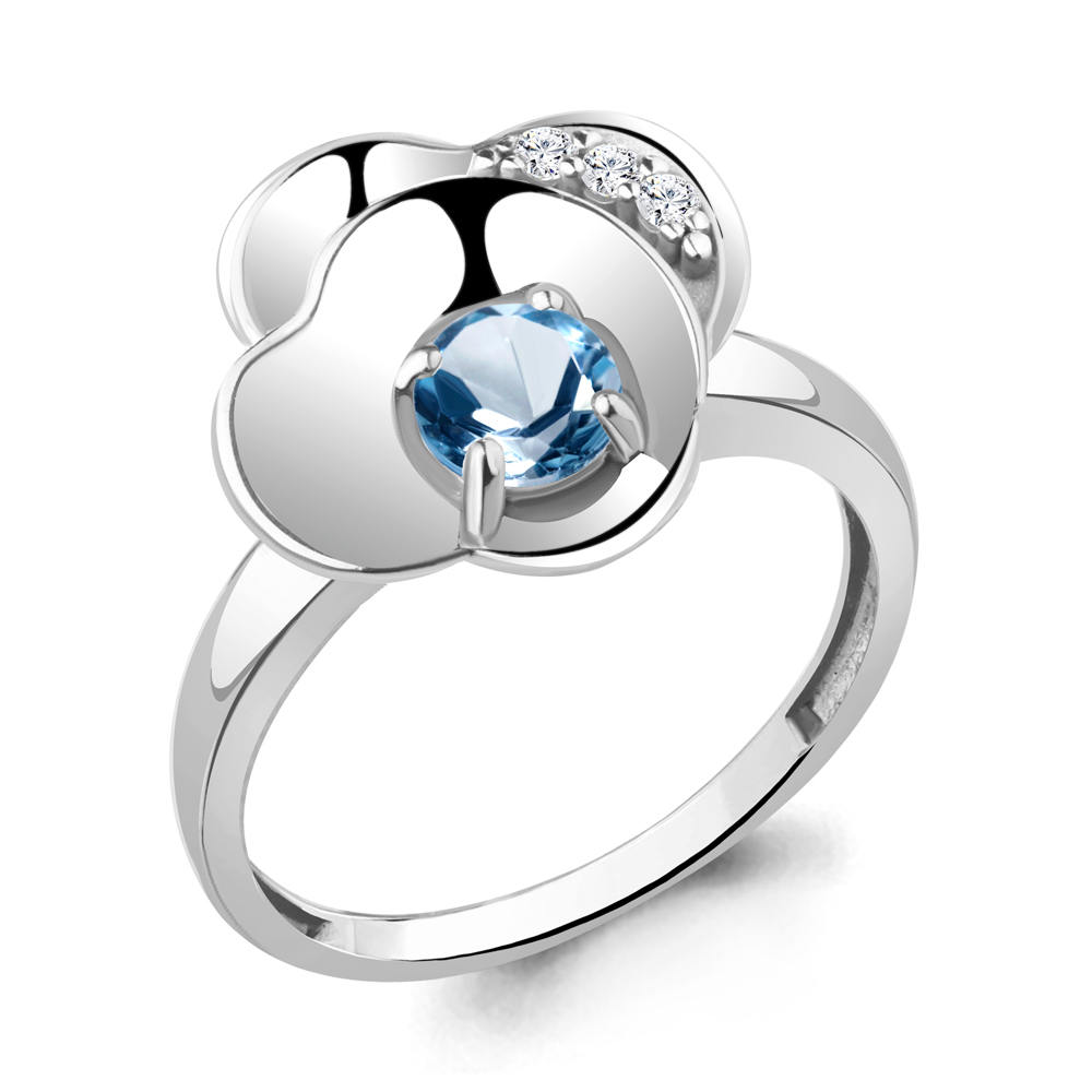 

Кольцо из серебра с топазом/фианитом р. Aquamarine 6944905А, 6944905А_925_р