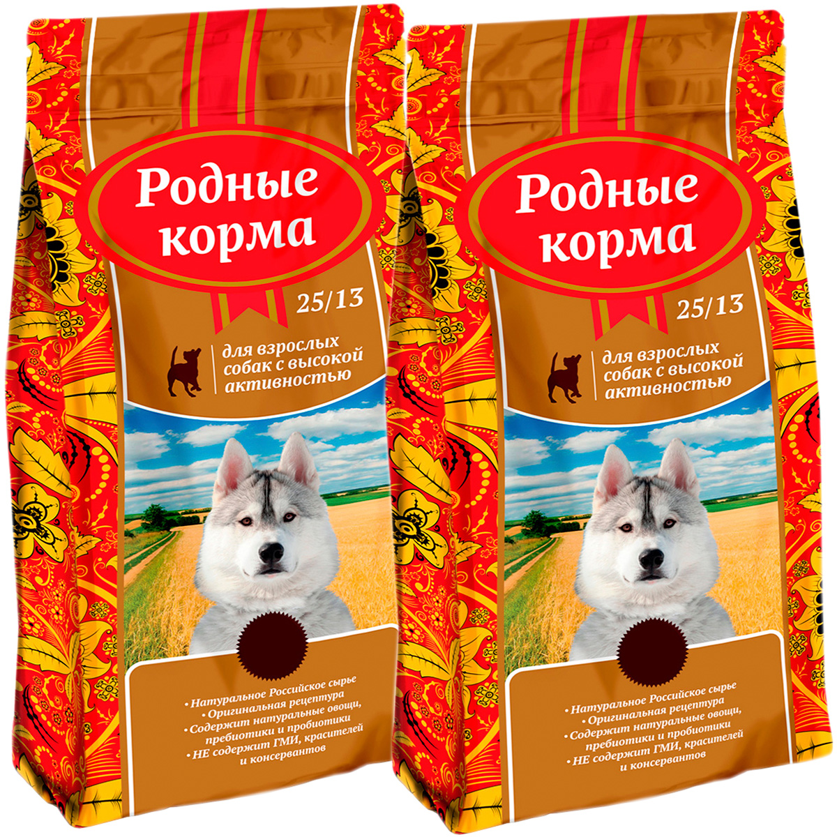 

РОДНЫЕ КОРМА РОДНЫЕ КОРМА для активных взрослых собак всех пород 25/13 (16,38 + 16,38 кг)