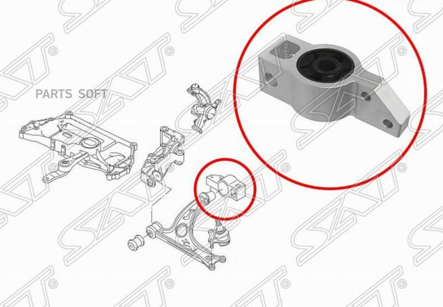 SAT Сайлентблок переднего рычага задний VOLKSWAGEN GOLF 03-16/JETTA 05-11/SKODA OCTAVIA 04