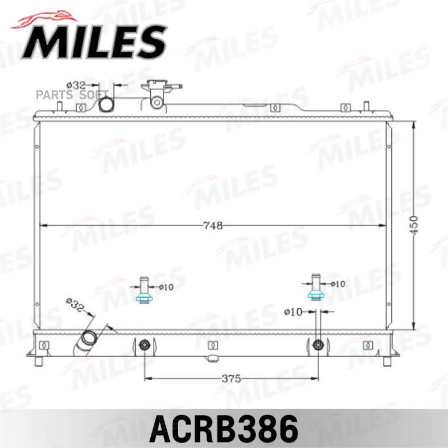 MILES ACRB386 Радиатор (паяный) MAZDA СХ-7 2.3 07- (NISSENS 68524) ACRB386 100053559460