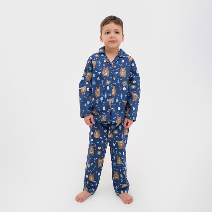 Пижама детская (рубашка, брюки) KAFTAN Мишки, р. 98-104, синий пижама мужская рубашка и брюки kaftan дракон р 54 синий