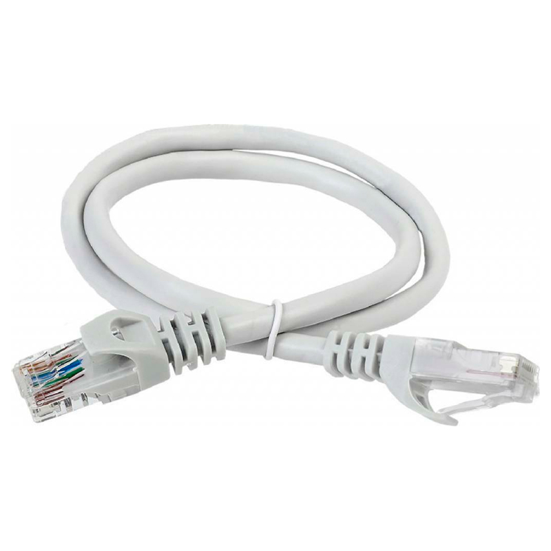 Патч-корд IEK RJ45 - RJ45 вилка-вилка 2м (PC01-C5EFL-2M) серый