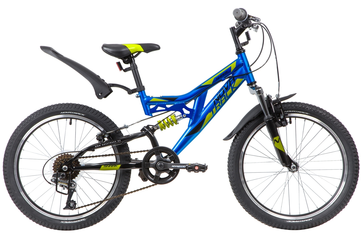 Детский велосипед Novatrack Велосипед Детские Shark 20 6sp, год 2020 , цвет Синий