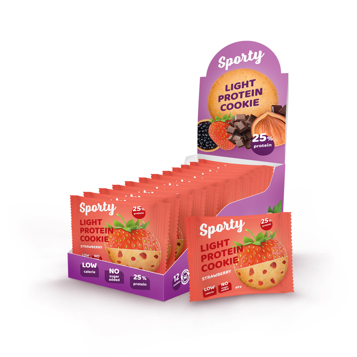 

Sporty Sporty Protein Light 40 г, 12 шт, вкус: клубника