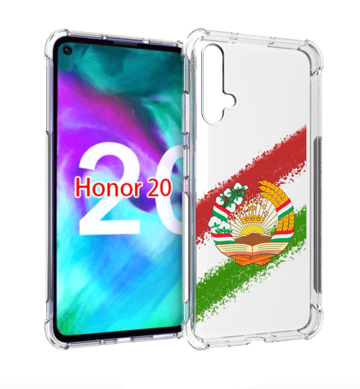 

Чехол бампер MyPads герб флаг Таджикистана для Honor 20, Прозрачный, Tocco
