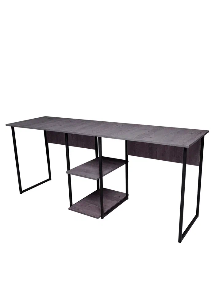 Стол письменный компьютерный для двоих с полками Солдис ENERGY loft черный