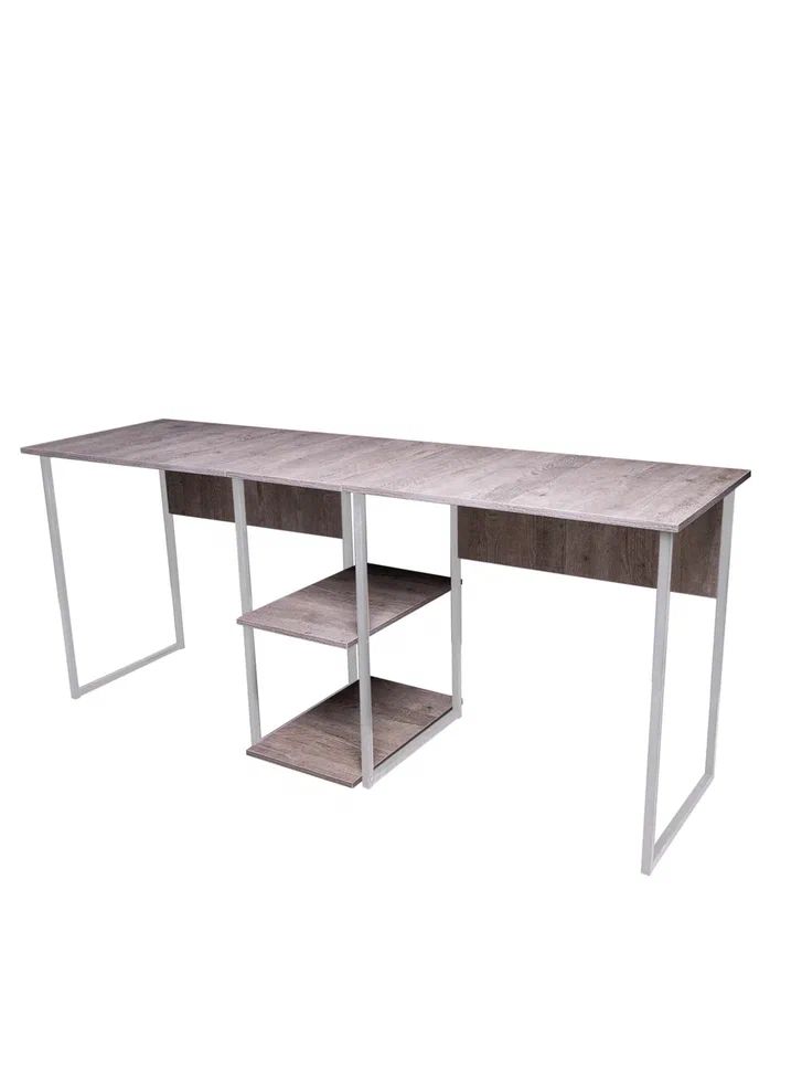 Стол письменный компьютерный для двоих с полками Солдис ENERGY loft белый