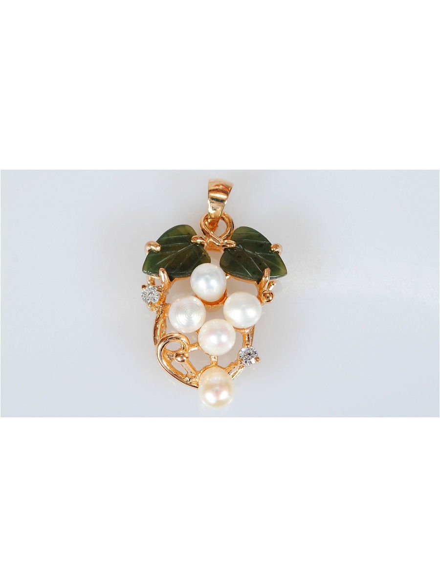 

Кулон из бижутерного сплава Lotus Jewelry 82P-02fwp-ja, искусственный жемчуг/нефрит/циркон, 82P-02fwp-ja