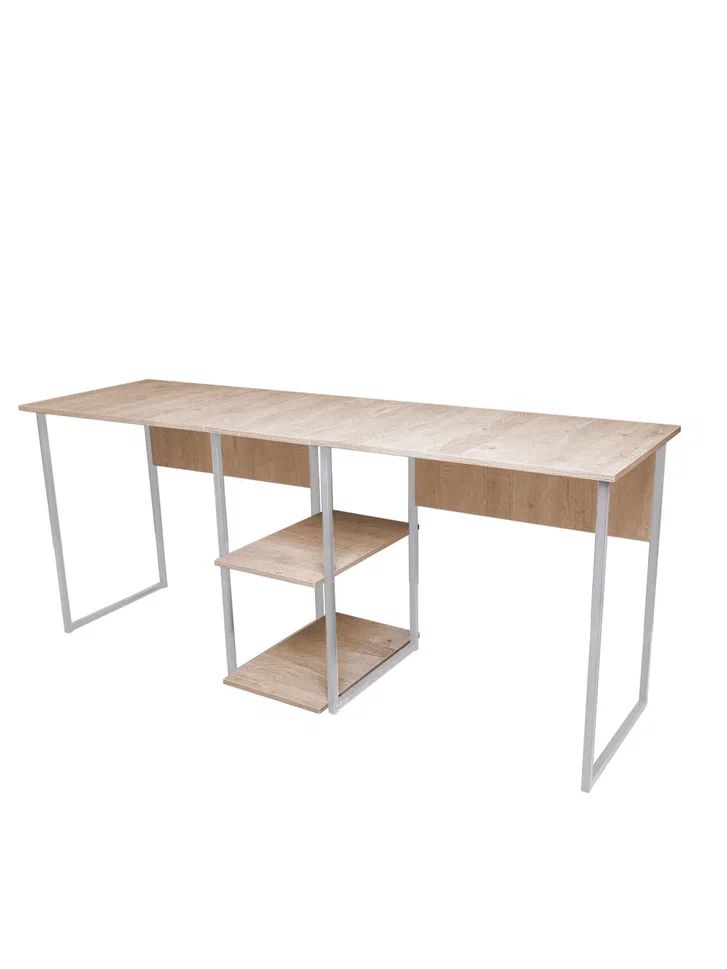 Стол письменный компьютерный для двоих с полками Солдис ENERGY loft белый