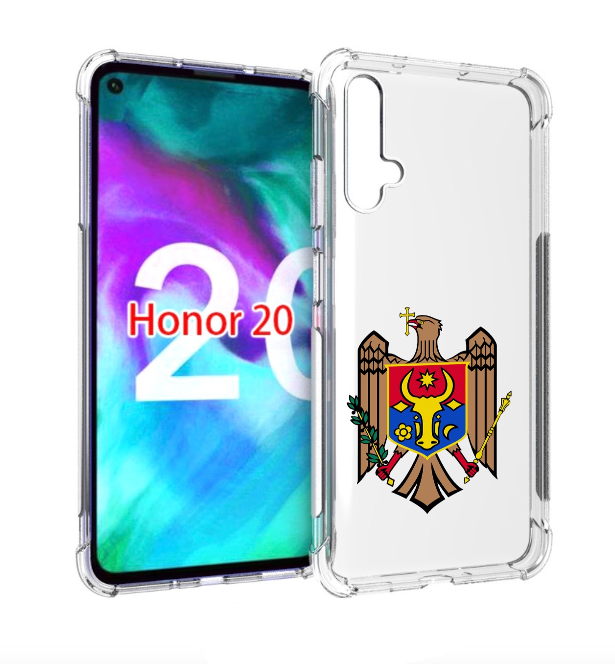 

Чехол бампер MyPads герб-молдовы для Honor 20, Прозрачный, Tocco