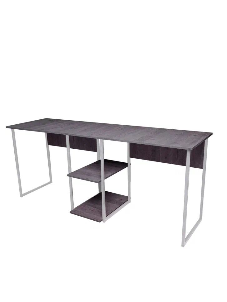 Стол письменный компьютерный для двоих с полками Солдис ENERGY loft белый