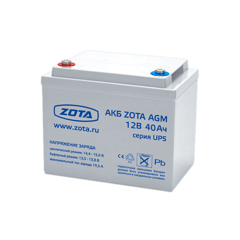 Аккумуляторная батарея ZOTA AGM 40-12, 40 А*ч 12 В