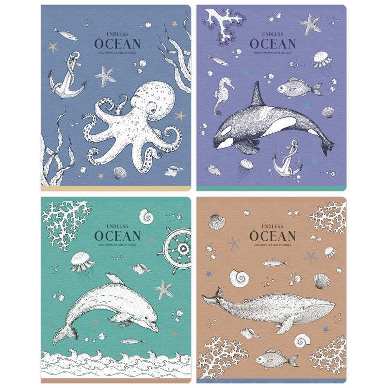 

Тетрадь BG "Ocean" 340964, 48 листов, А5 клетка, скрепки, 8 шт., 340964