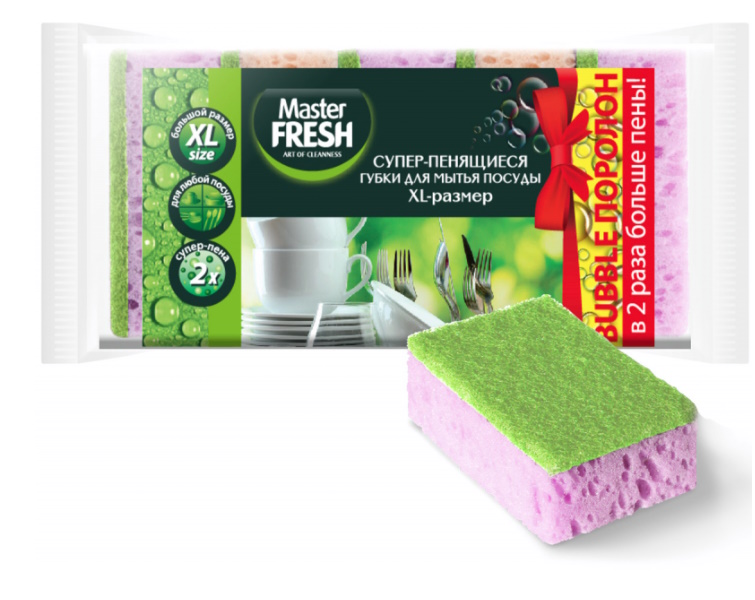 Губки для посуды Master Fresh XL, bubble-поролон, 10 шт.