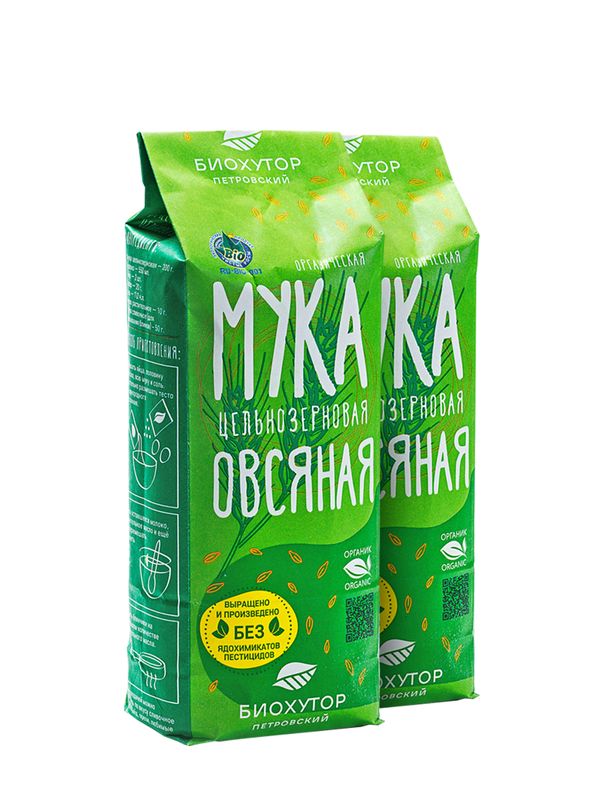 Мука Биохутор овсяная цельнозерновая 1 кг*2 шт