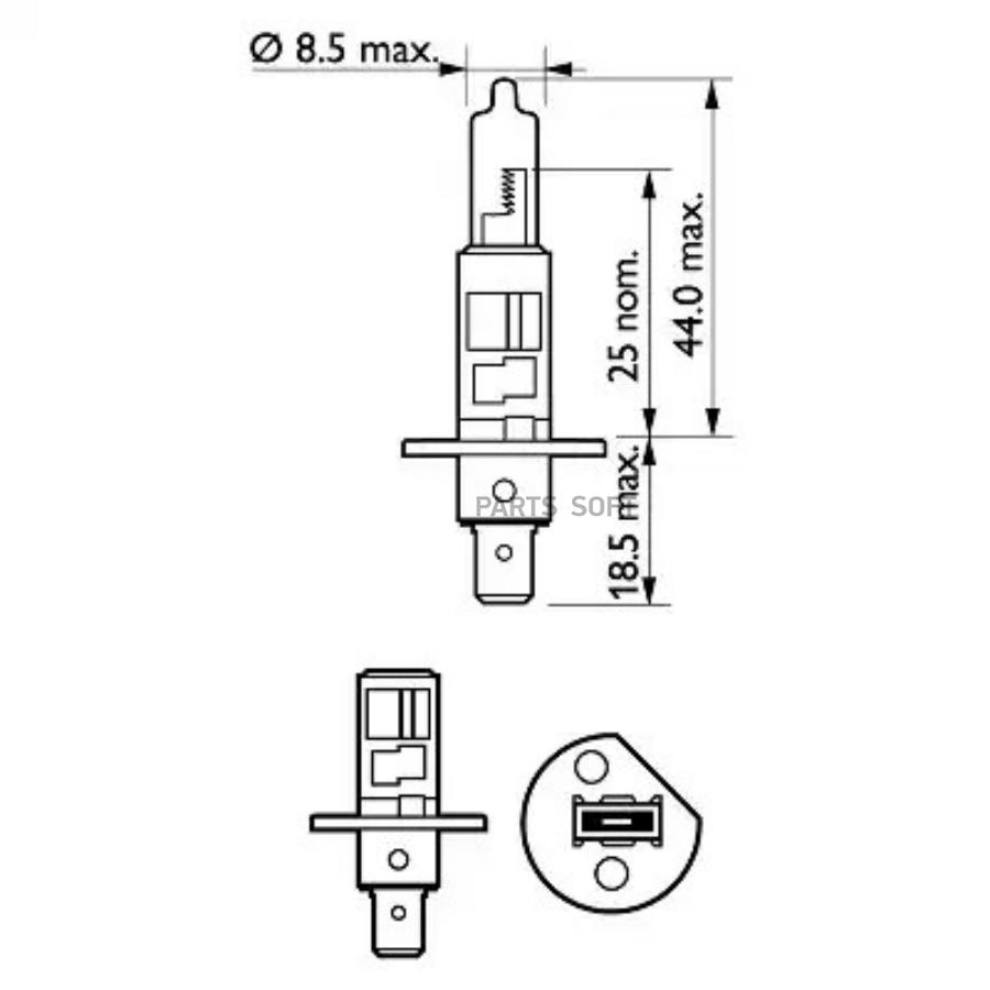 

Лампа 12V H1 55W +30% PHILIPS Premium 1 шт. картон 12258PRC1