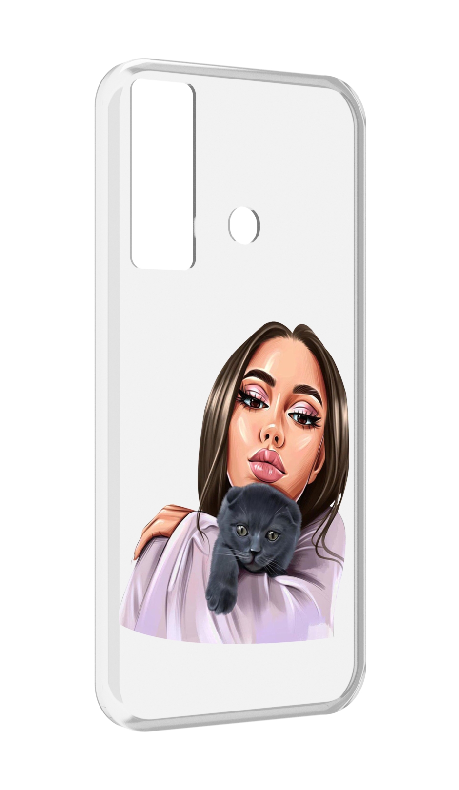 

Чехол MyPads нарисованная-девушка-с-котом женский для Tecno Camon 17, Прозрачный, Tocco
