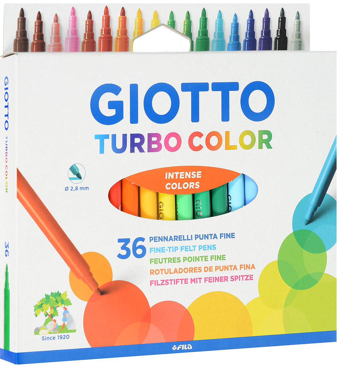 фото Набор фломастеров цветных giotto turbo color 2.8 мм 36 цветов картонная коробка