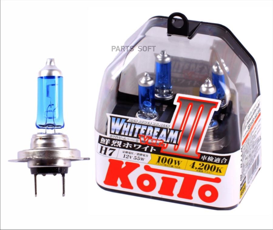 

Лампа 12V H7 100/55W PX26d 4200K KOITO Whitebeam 2 шт. картон P0755W