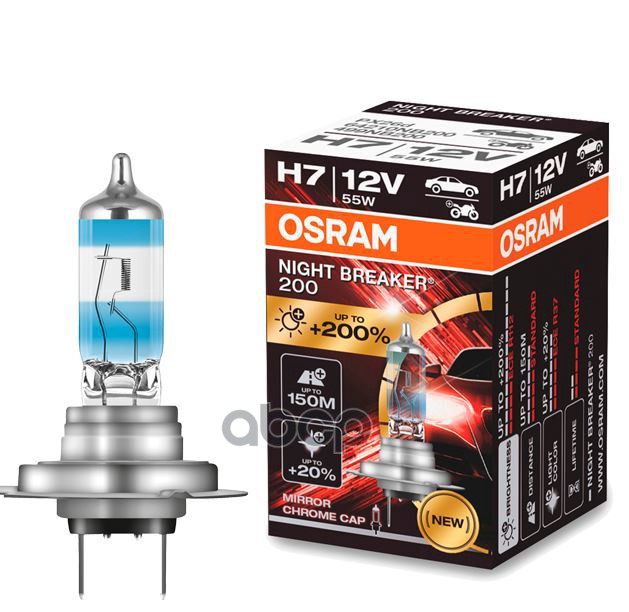 

Лампа 12V H7 55W +200% PX26d OSRAM NIGHT BREAKER 1 шт. картон 64210NB200