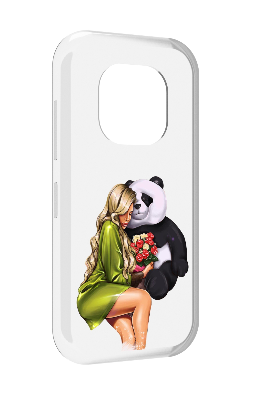 

Чехол MyPads Девушка-с-пандой-с-букетом женский для Doogee V20, Прозрачный, Tocco