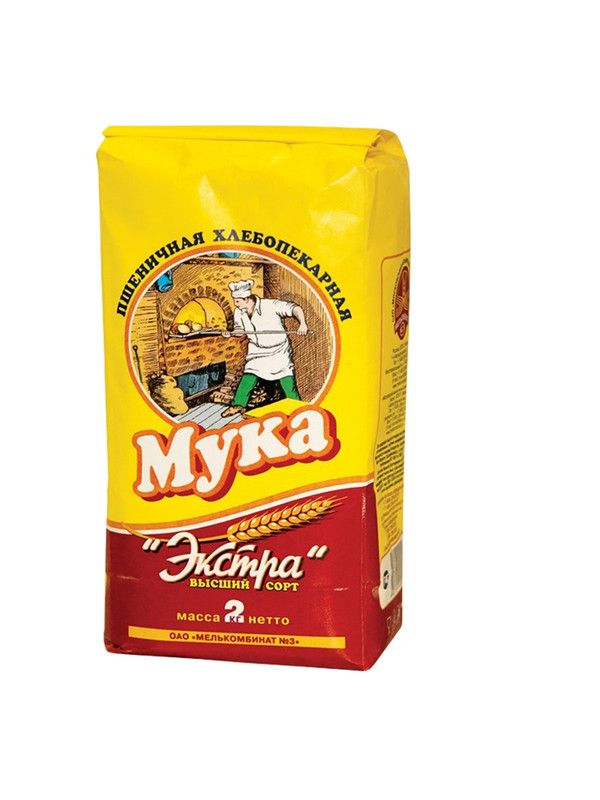 Мука Мелькомбинат №3 пшеничная хлебопекарная Экстра высший сорт, 2 кг