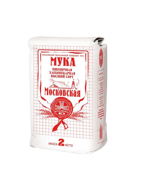 

Мука Мелькомбинат пшеничная хлебопекарная Московская высший сорт № 3 2 кг