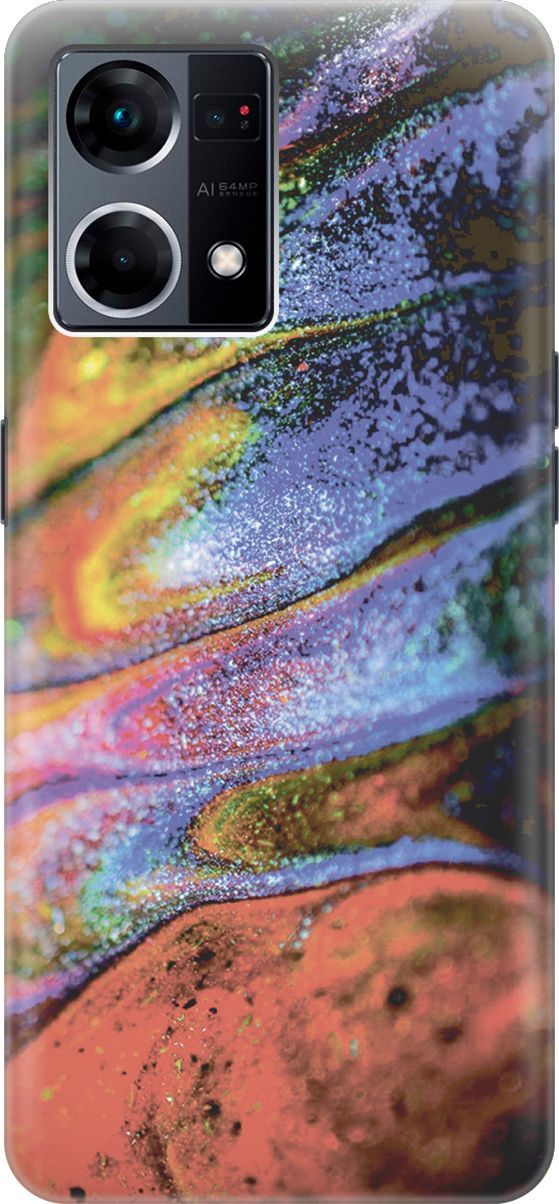 

Силиконовый чехол на OPPO Reno7 с принтом "Разноцветный песок", Красный;синий, 157866