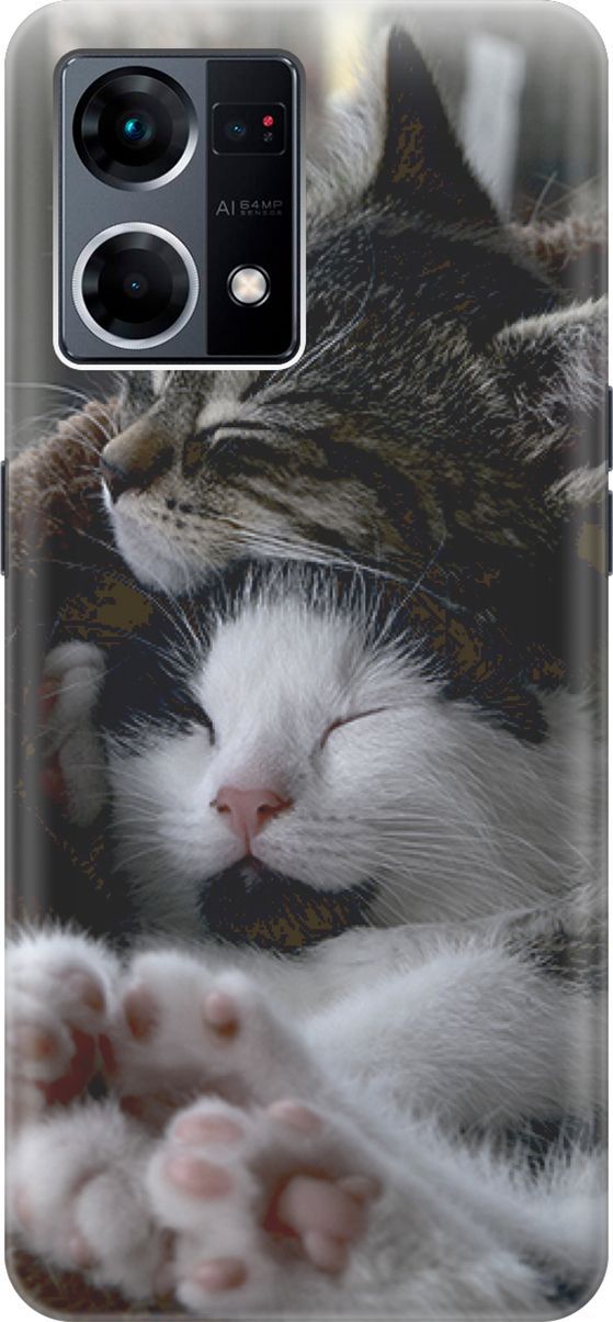 

Силиконовый чехол на OPPO Reno7 с принтом "Отдыхающие котики", Белый;коричневый, 157875