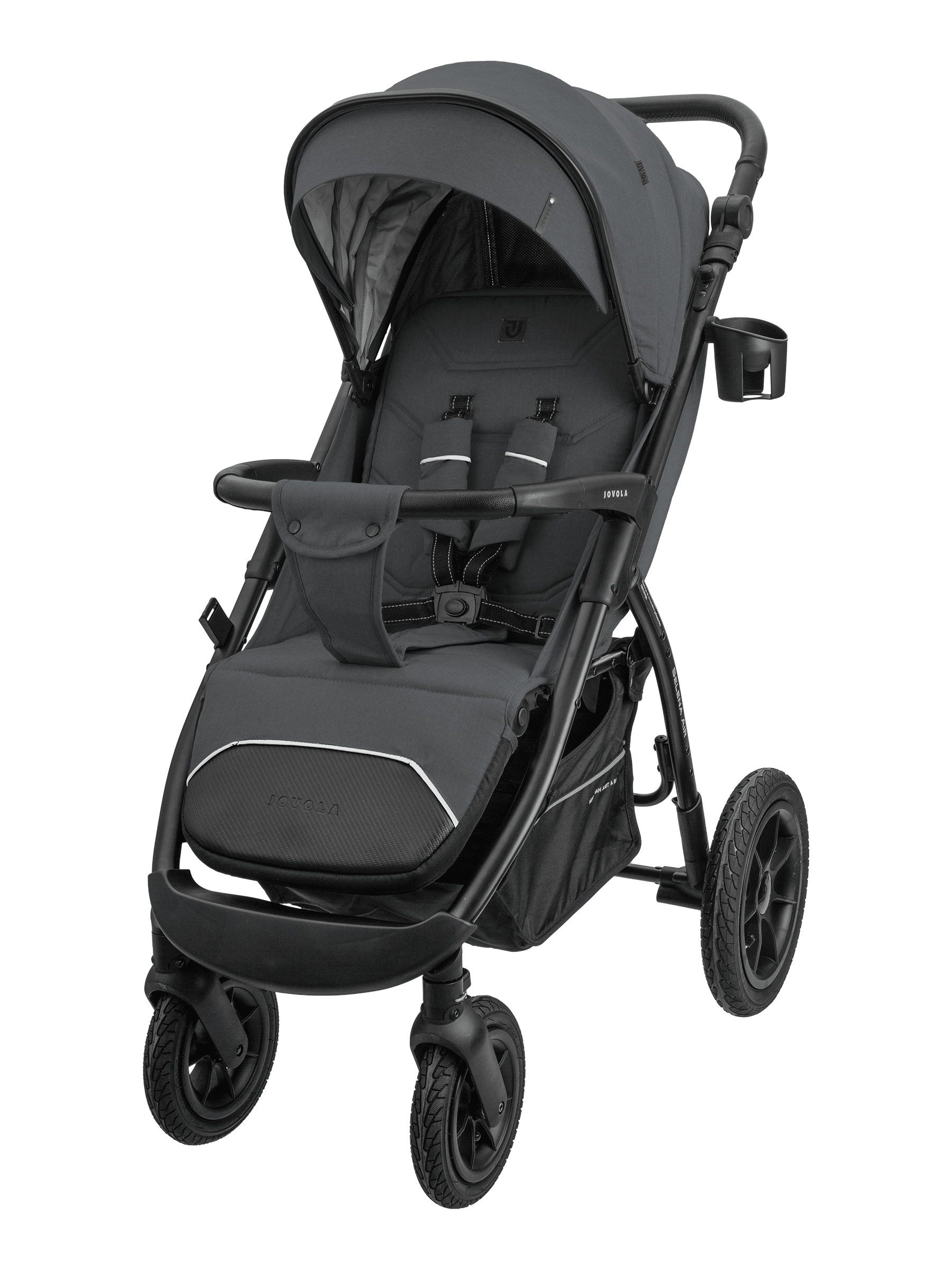 Коляска прогулочная детская Jovola SELENA AIR всесезонная складная темно-серый 14599₽