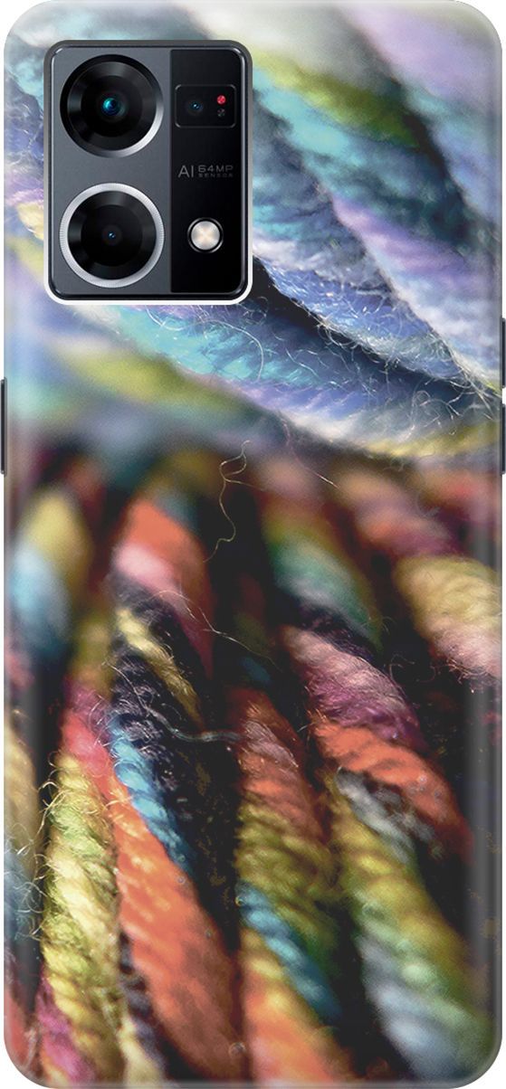 

Силиконовый чехол на OPPO Reno7 с принтом "Пряжа", Розовый;синий, 157879