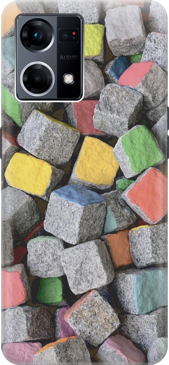 

Силиконовый чехол на OPPO Reno7 с принтом "Разноцветные камни", Желтый;серый, 157879