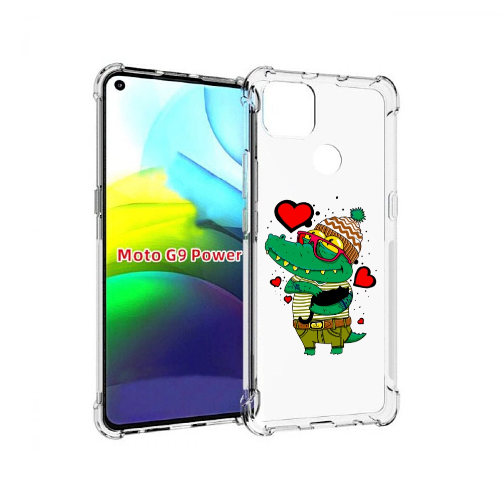 

Чехол MyPads Влюбленный крокодил для Motorola Moto G9 Power, Прозрачный, Tocco