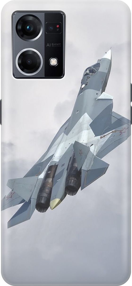 

Силиконовый чехол на OPPO Reno7 с принтом "Боевой самолет", Белый;голубой, 157870